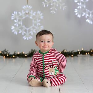 Little Me Boys "My First Christmas" Baby Reindeer Stripes Embroidered 3 Months